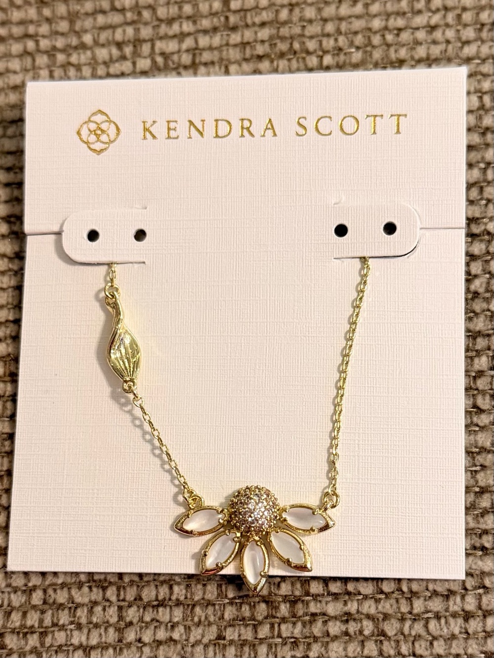 Kendra Scott Gold Necklace with White Petal Accents